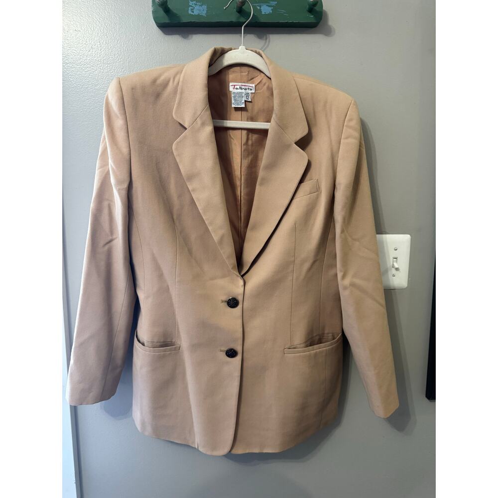 Vintage Talbots Blazer Jacket Women's 12 Tan Wool Brown Buttons Preppy Old Money